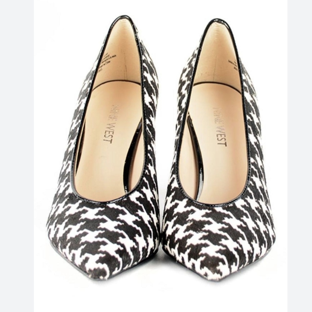 Nine West hounds tooth Calf Hair slingback pumps